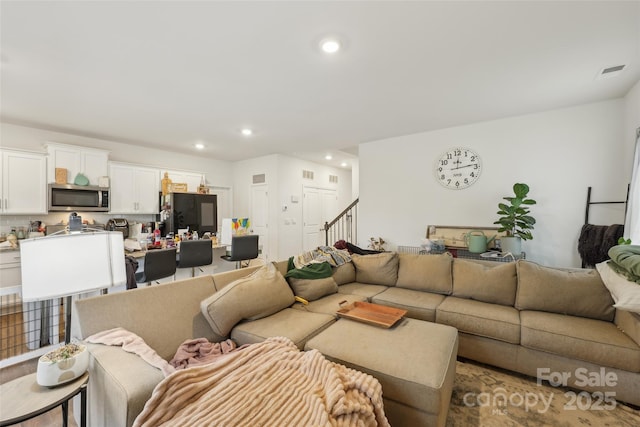 3985 Village Blvd NW, Conover, NC 28613 - living area featuring stairs and recessed lighting