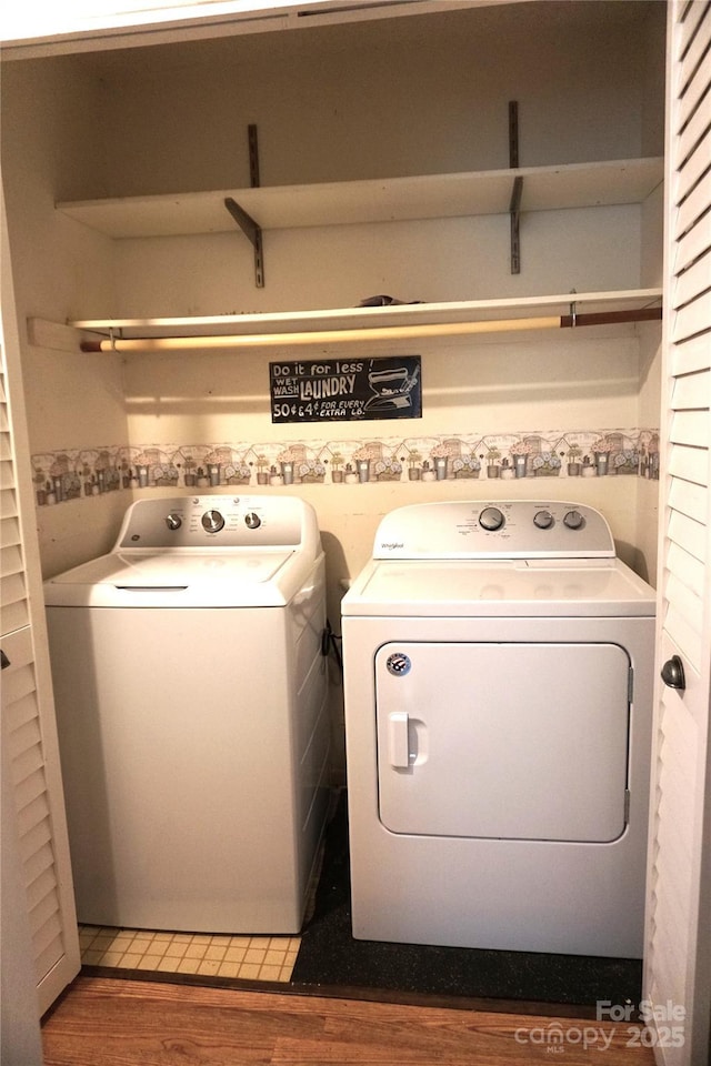 1958 19th Avenue Dr NE Unit 8, Hickory, NC 28601 - clothes washing area with independent washer and dryer and wood finished floors