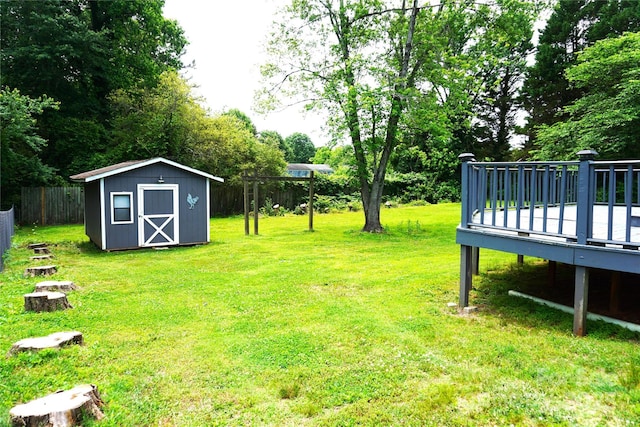 1958 19th Avenue Dr NE Unit 8, Hickory, NC 28601 - view of yard featuring a wooden deck, a storage unit, and an outdoor structure