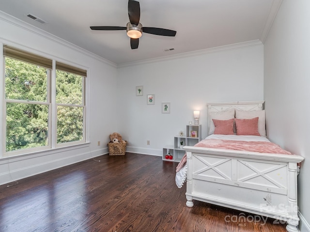 1404 Lookout Cir, Waxhaw, NC 28173 - bedroom with wood finished floors, crown molding, baseboards, and a ceiling fan