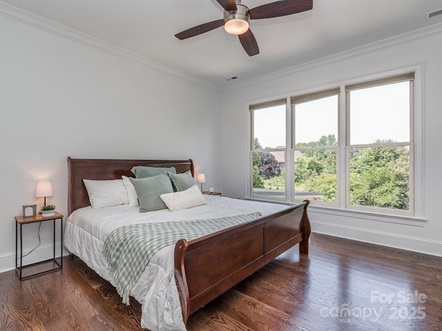 1404 Lookout Cir, Waxhaw, NC 28173 - bedroom featuring wood finished floors, baseboards, crown molding, and ceiling fan
