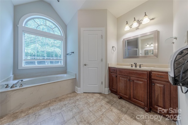 4113 Hoffmeister Dr, Waxhaw, NC 28173 - full bath with lofted ceiling, vanity, and a bath