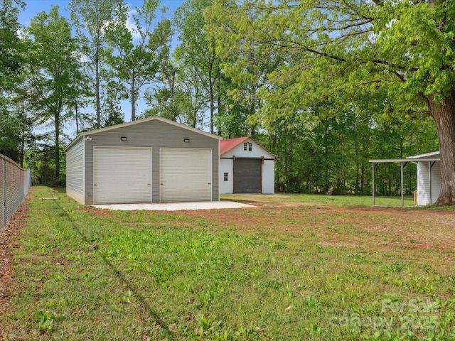 view of detached garage