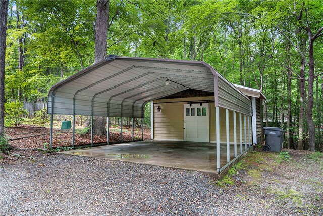 view of parking / parking lot with a carport