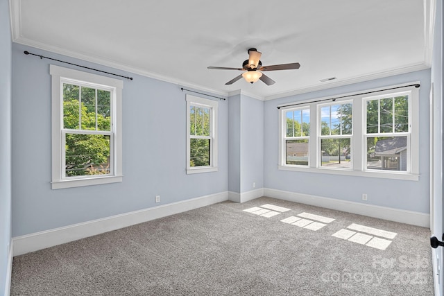 331 Solomon St, Charlotte, NC 28216 - carpeted empty room featuring crown molding, ceiling fan, and baseboards