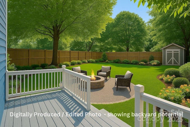 331 Solomon St, Charlotte, NC 28216 - deck with an outdoor fire pit