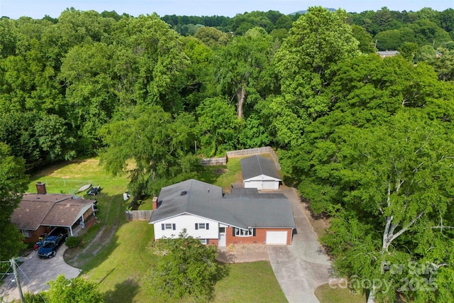 1822 N New Hope Rd, Gastonia, NC 28054 - view from above of property with a heavily wooded area