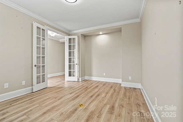 7362 Overjoyed Xing, Charlotte, NC 28215 - unfurnished room with french doors, crown molding, wood finished floors, and baseboards