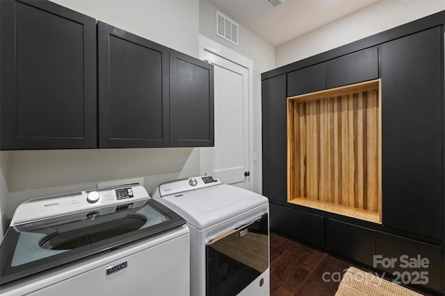 562 Preservation Dr, Fort Mill, SC 29715 - washroom with cabinet space, washer and dryer, and dark wood-style floors