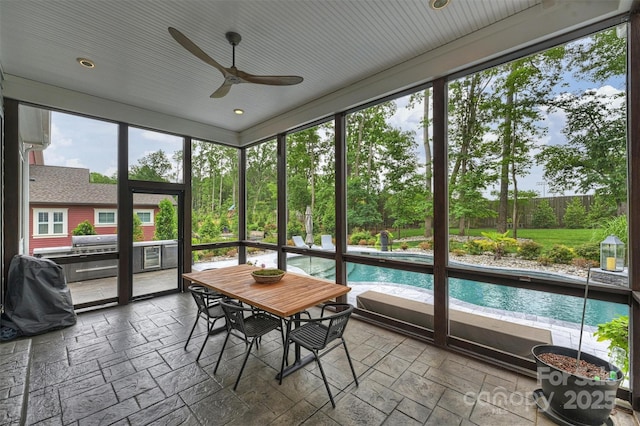 562 Preservation Dr, Fort Mill, SC 29715 - sunroom / solarium featuring a ceiling fan