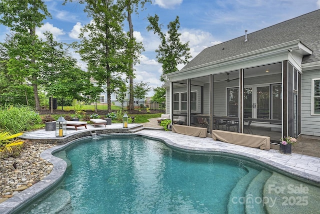 562 Preservation Dr, Fort Mill, SC 29715 - outdoor pool featuring a sunroom and a patio