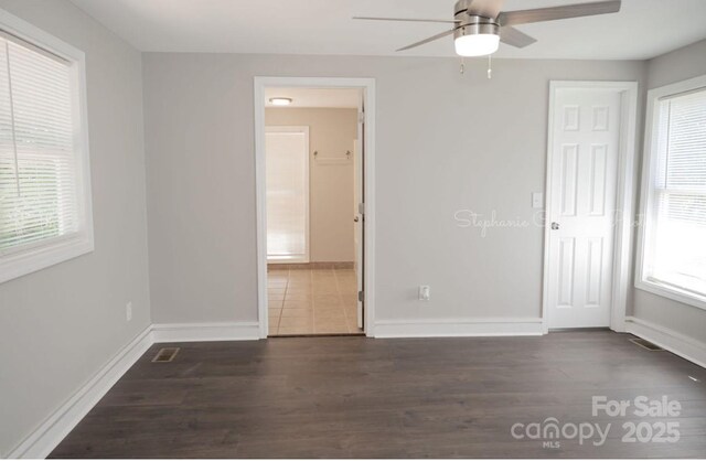728 Morningside Dr, Mount Holly, NC 28120 - empty room featuring ceiling fan, wood finished floors, and baseboards