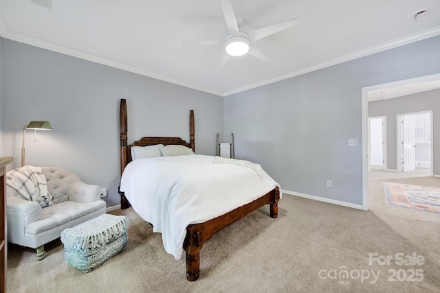 436 Third Baxter St, Fort Mill, SC 29708 - bedroom featuring ornamental molding, baseboards, carpet floors, and ceiling fan