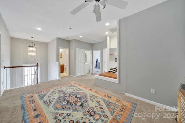 436 Third Baxter St, Fort Mill, SC 29708 - empty room featuring carpet floors, baseboards, ceiling fan, recessed lighting, and a chandelier