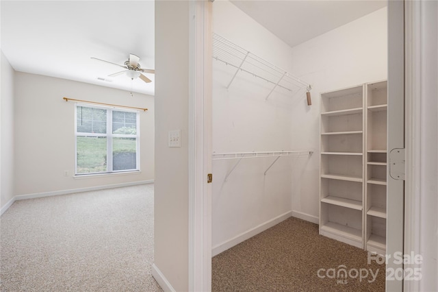 17111 Doe Valley Ct, Cornelius, NC 28031 - spacious closet featuring carpet flooring and a ceiling fan