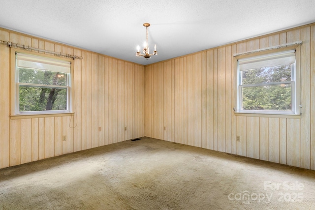 4306 Joplin Rd, Hudson, NC 28638 - carpeted spare room with a chandelier and wood walls