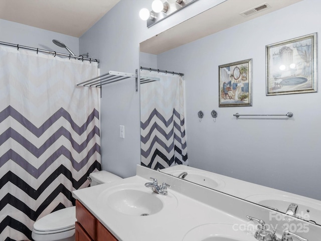 5003 Singletree Ln, Indian Trail, NC 28079 - bathroom featuring double vanity and a shower with curtain