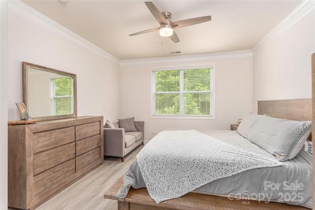 70 Rose Creek Rd, Leicester, NC 28748 - bedroom with multiple windows, light wood-style flooring, ornamental molding, and a ceiling fan
