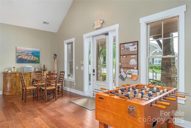 70 Rose Creek Rd, Leicester, NC 28748 - playroom featuring healthy amount of natural light, wood finished floors, baseboards, and high vaulted ceiling