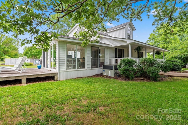 2315 Lanesboro Rd, Marshville, NC 28103 - view of side of property with a yard, cooling unit, and a porch