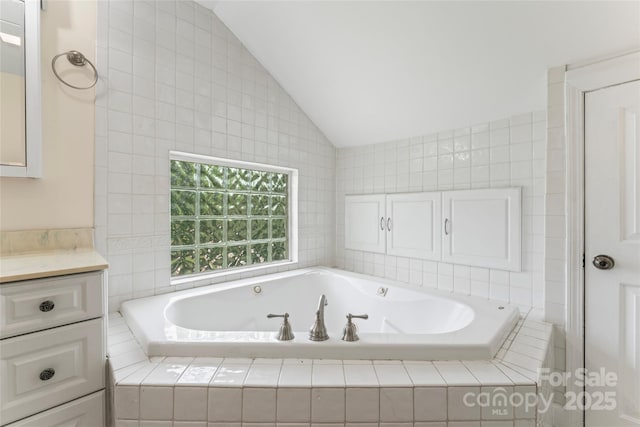 2315 Lanesboro Rd, Marshville, NC 28103 - bathroom with vaulted ceiling, a bath, and vanity