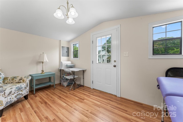 2315 Lanesboro Rd, Marshville, NC 28103 - entryway with light wood finished floors, a chandelier, and lofted ceiling