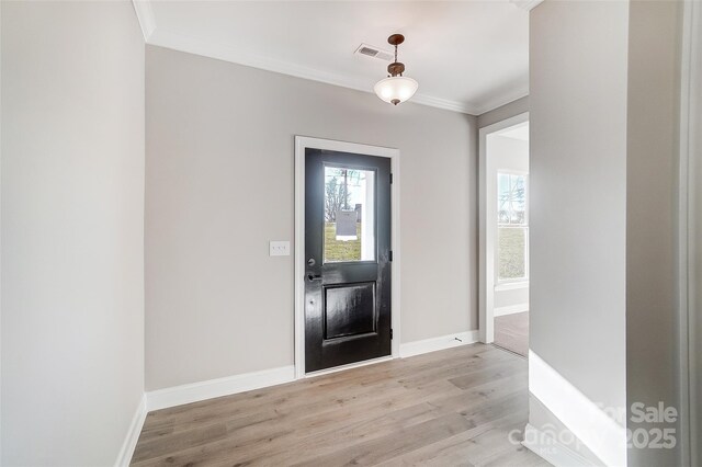7513 Lancaster Hwy Unit 6, Waxhaw, NC 28173 - foyer with light wood-type flooring, ornamental molding, and baseboards