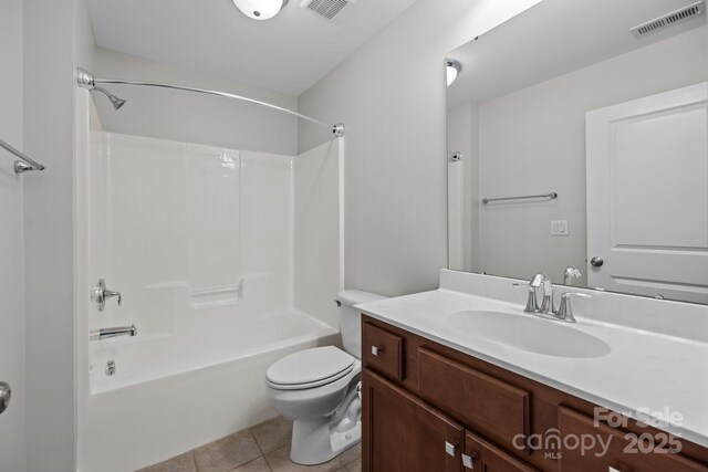 3206 Lakehurst Xing, Matthews, NC 28104 - full bathroom featuring vanity, toilet, tile patterned flooring, and shower / bath combination
