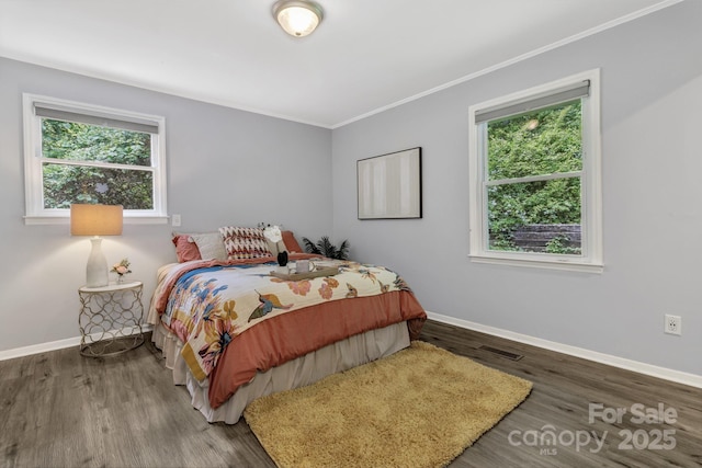 35 Avondale Rd, Asheville, NC 28803 - bedroom with multiple windows, crown molding, wood finished floors, and baseboards