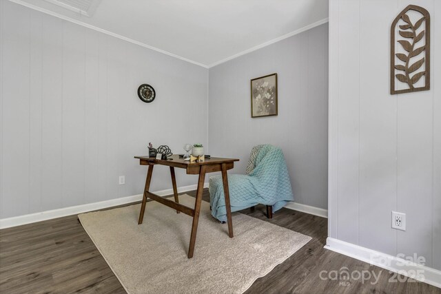 35 Avondale Rd, Asheville, NC 28803 - office with crown molding, dark wood-style floors, and baseboards