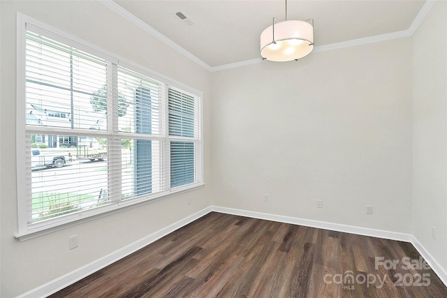 163 Crenshaw Pl NW, Concord, NC 28027 - unfurnished room with dark wood-style flooring, ornamental molding, and baseboards