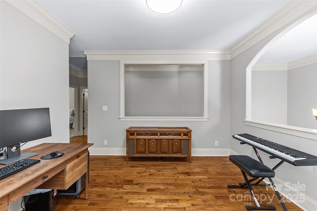 6211 Cruden Bay Way, Charlotte, NC 28277 - office space with wood finished floors, ornamental molding, and arched walkways