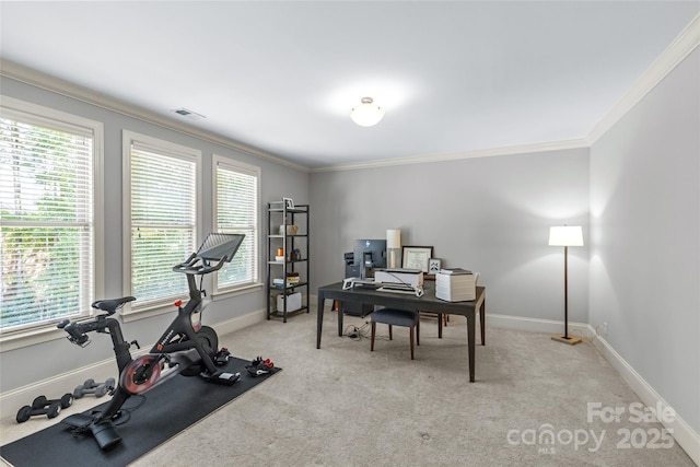 6211 Cruden Bay Way, Charlotte, NC 28277 - carpeted home office featuring ornamental molding and baseboards