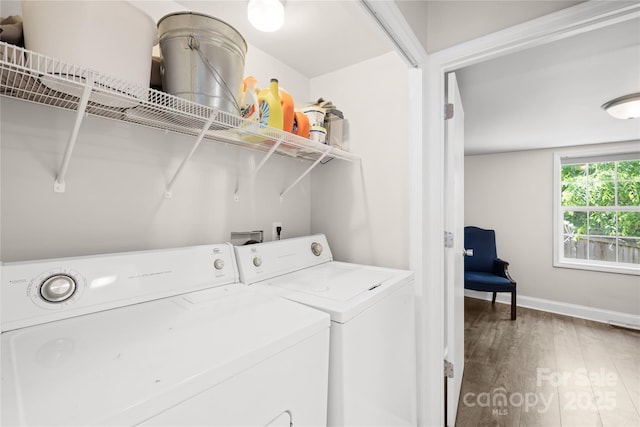 485 Lincoln St, Cramerton, NC 28032 - laundry room with washer and dryer, light wood-style floors, and baseboards