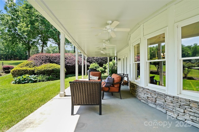 19946 River Falls Dr, Davidson, NC 28036 - view of patio / terrace featuring a ceiling fan