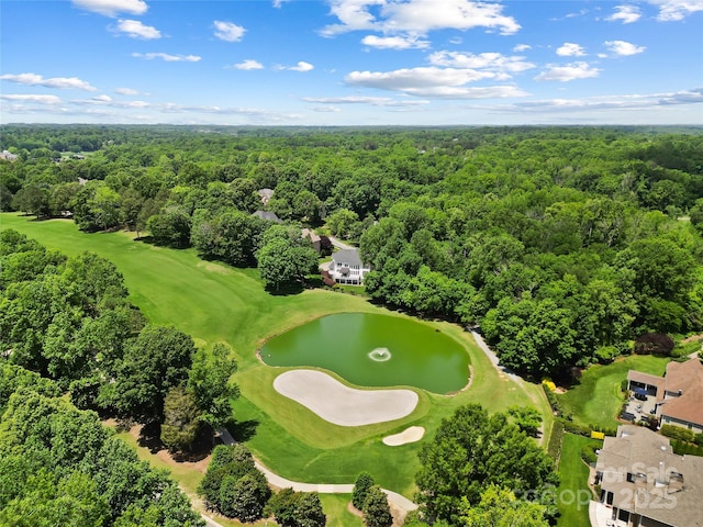 19946 River Falls Dr, Davidson, NC 28036 - bird's eye view of a heavily wooded area, a nearby body of water, and a local golf course