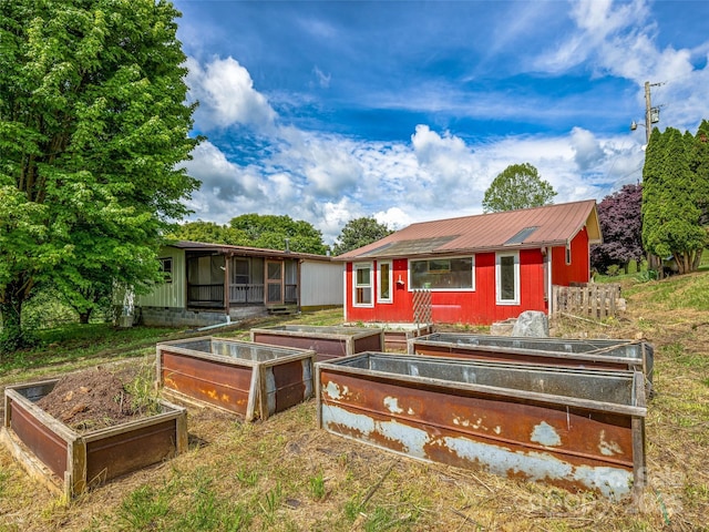 74 Saturn Ct, Clyde, NC 28721 - rear view of property featuring a garden and metal roof