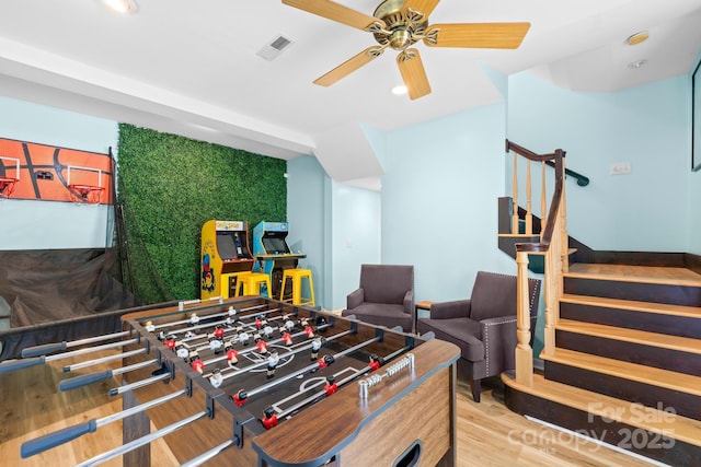 4120 Lake Shore Rd S, Denver, NC 28037 - recreation room with wood finished floors and a ceiling fan
