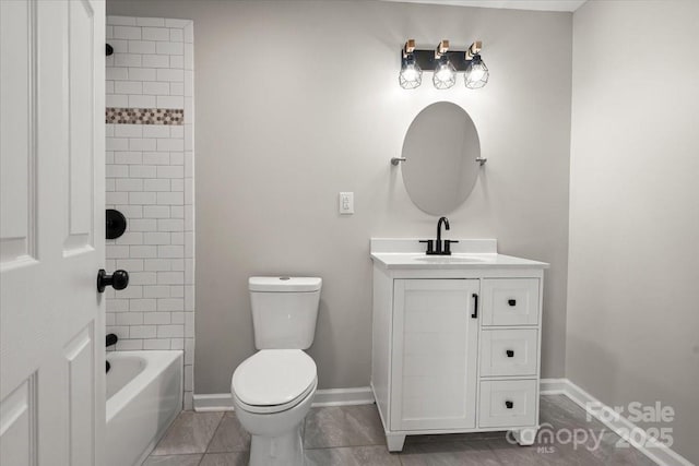 1746 2nd Street Pl SW, Hickory, NC 28602 - bathroom with toilet, vanity, shower / washtub combination, and baseboards