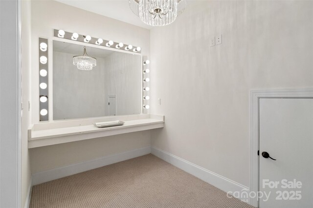 722 Clegg Farm Dr, York, SC 29745 - bathroom with a chandelier and baseboards