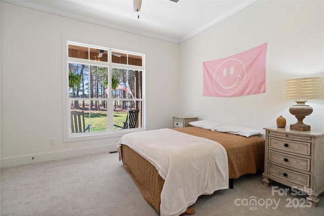 722 Clegg Farm Dr, York, SC 29745 - bedroom featuring crown molding, multiple windows, light carpet, and a ceiling fan