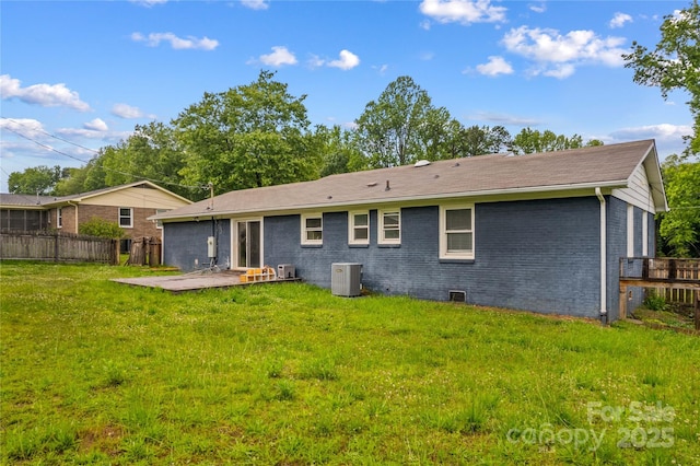 211 Ridgecrest St, Kannapolis, NC 28081 - back of property with central AC, a patio area, and brick siding