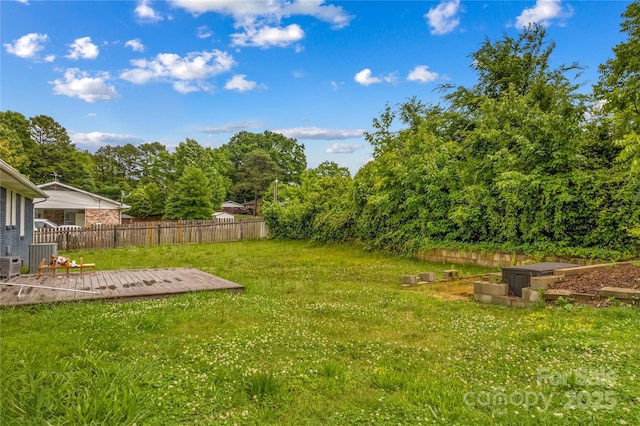 211 Ridgecrest St, Kannapolis, NC 28081 - view of yard featuring a wooden deck and central AC unit
