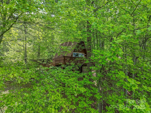 view of wooded area