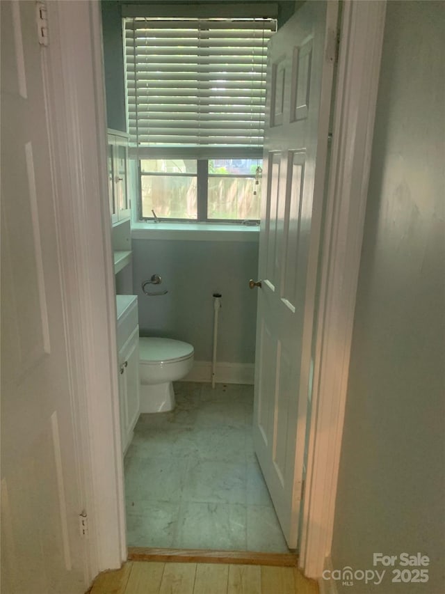 bathroom featuring toilet and vanity