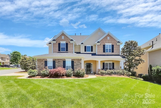 1618 Bay Meadows Ave NW, Concord, NC 28027 - craftsman-style home with a front yard, stone siding, and a shingled roof