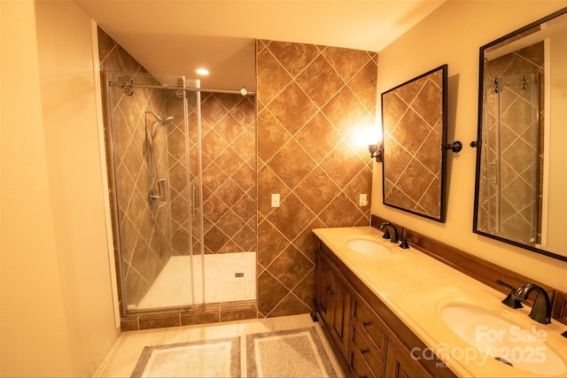 571 Ivy Ridge Cir, Sylva, NC 28779 - full bath featuring a shower stall, recessed lighting, and double vanity
