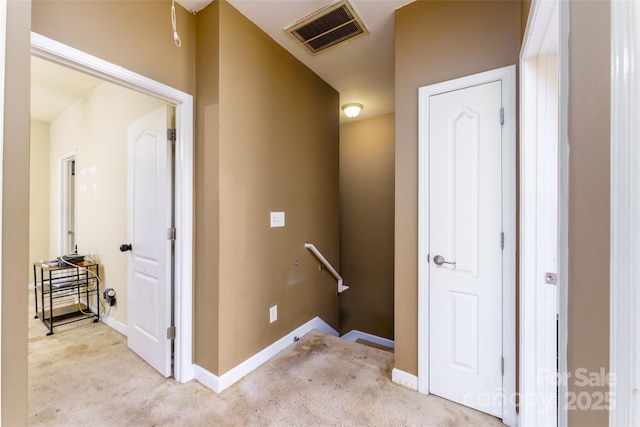 123 Singleton Rd, Mooresville, NC 28117 - hall with an upstairs landing, light carpet, and baseboards