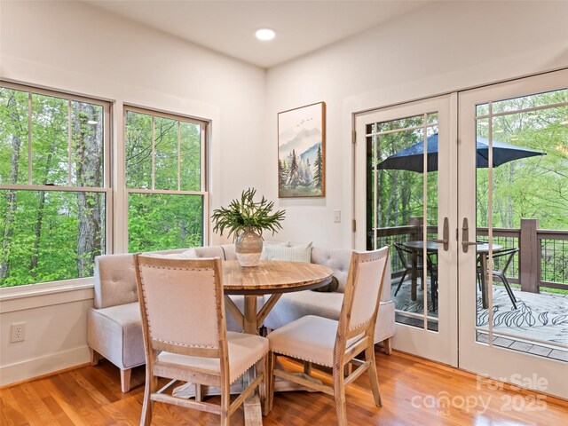 62 Blair Athel Pt, Waynesville, NC 28786 - dining space with french doors, light wood-style floors, plenty of natural light, and recessed lighting
