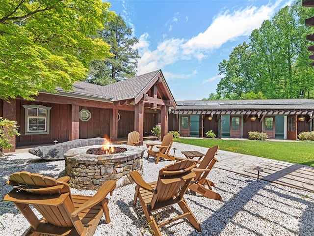 62 Blair Athel Pt, Waynesville, NC 28786 - view of patio with a fire pit